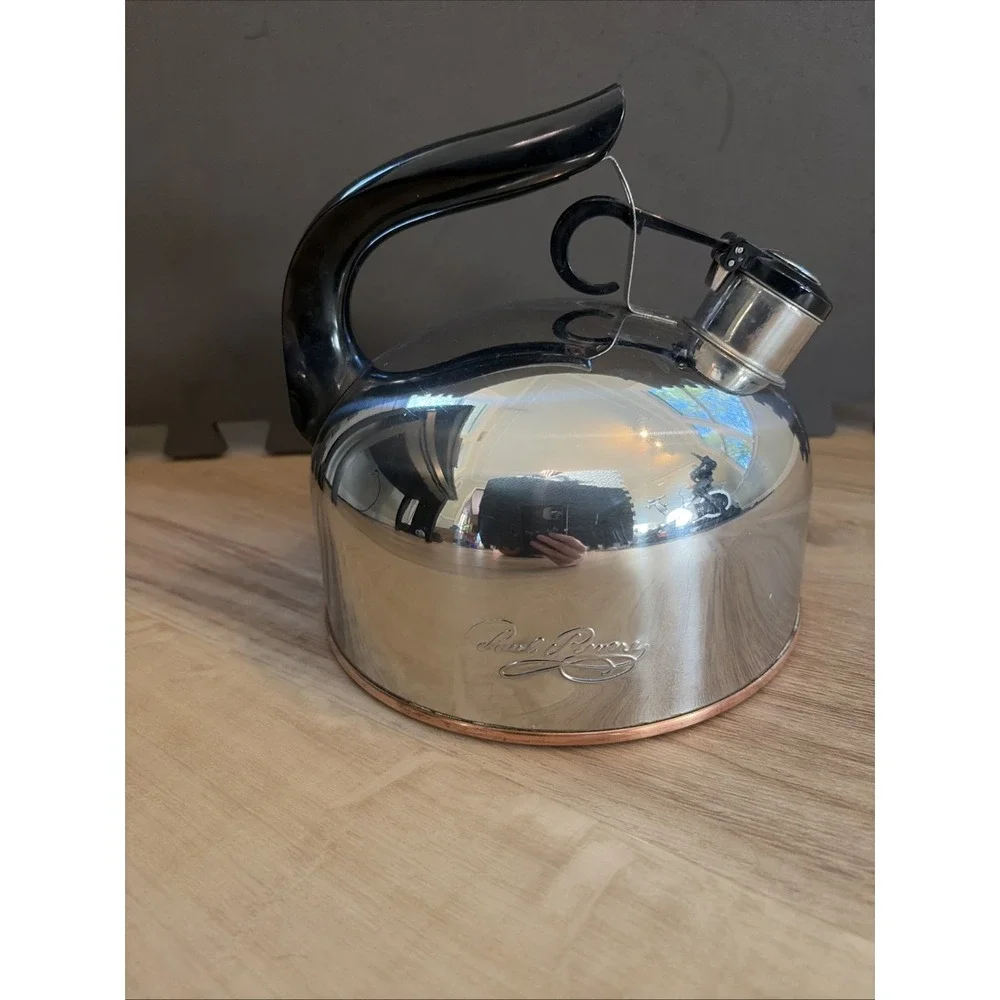 Vintage Paul Revere Ware Copper Bottom Whistling Tea Kettle 2 Quart F 96-C Korea